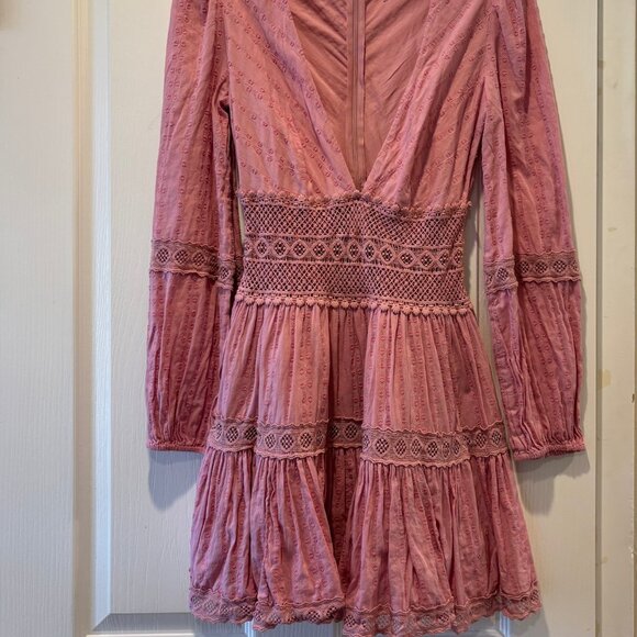 Free People Delightful Clip Dot Mini Dress -  Pink - Size 0 - Picture 2 of 8